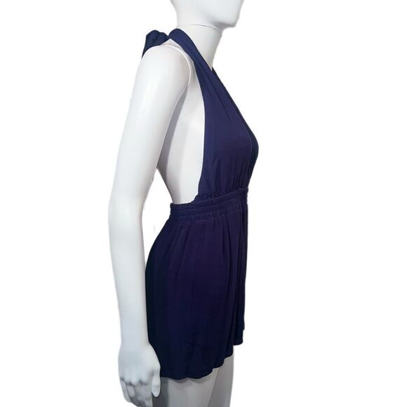 Lulus Milos Convertible Halter Romper (S) Navy Blue - Picture 1 of 14